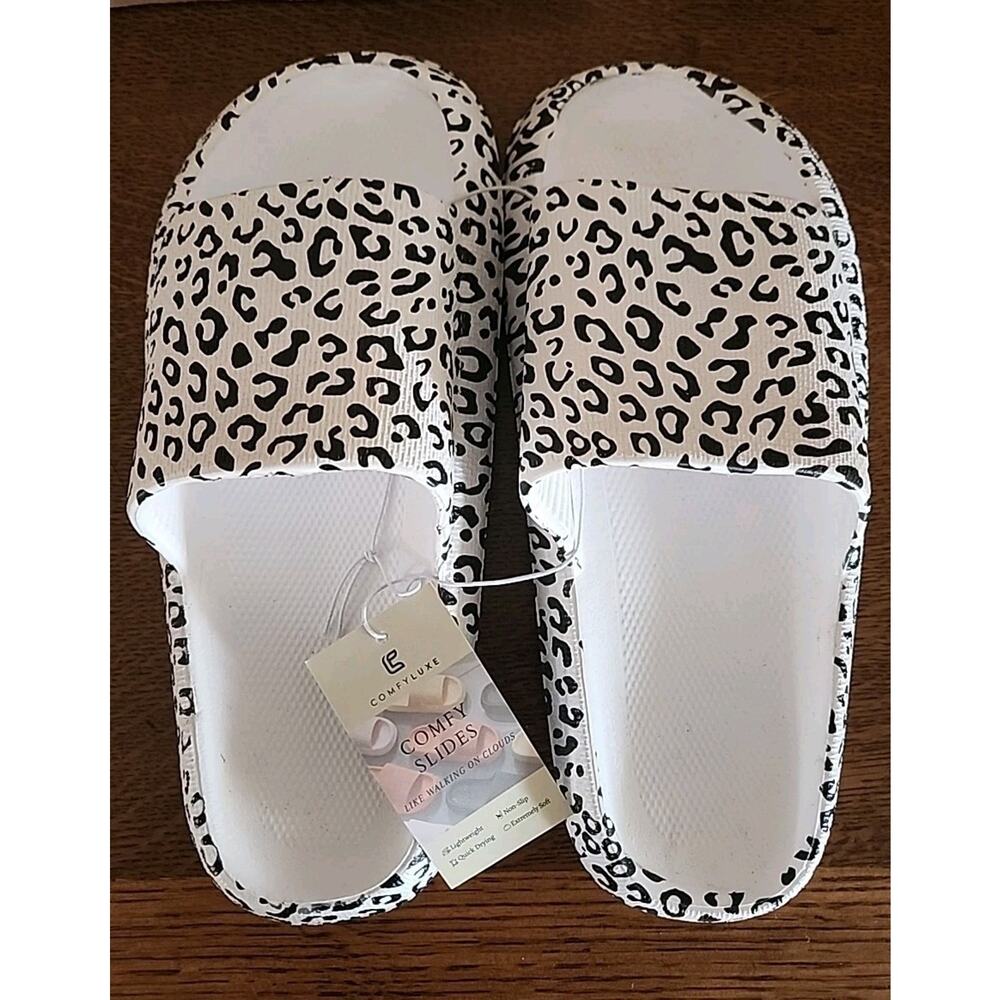 COMFYLUXE Comfy Leopard EVA Slides Size 9-10